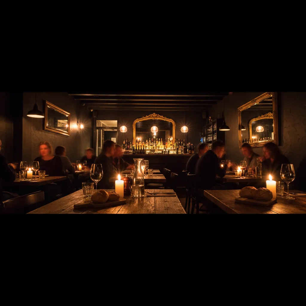 Sfeervolle bistrobar 't Leeuwtje bij avond, warme kaarslichtsfeer